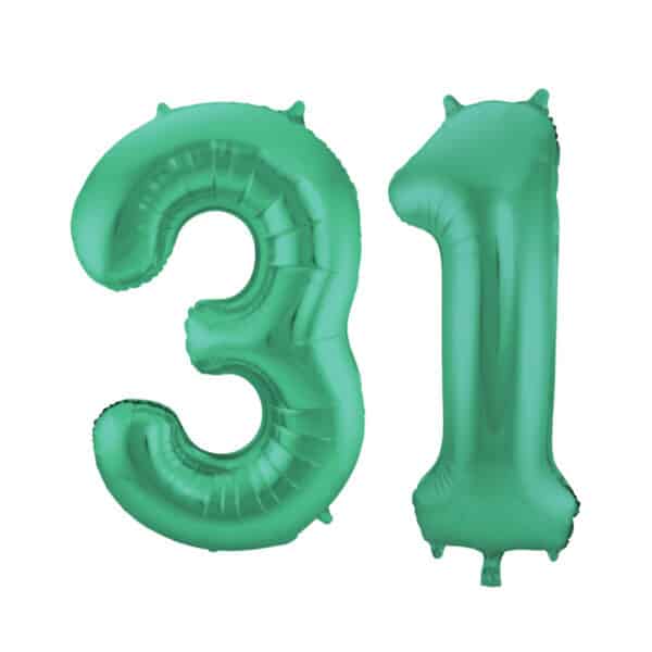 Folieballon Cijfer 31 Groen Metallic Mat - 86 cm