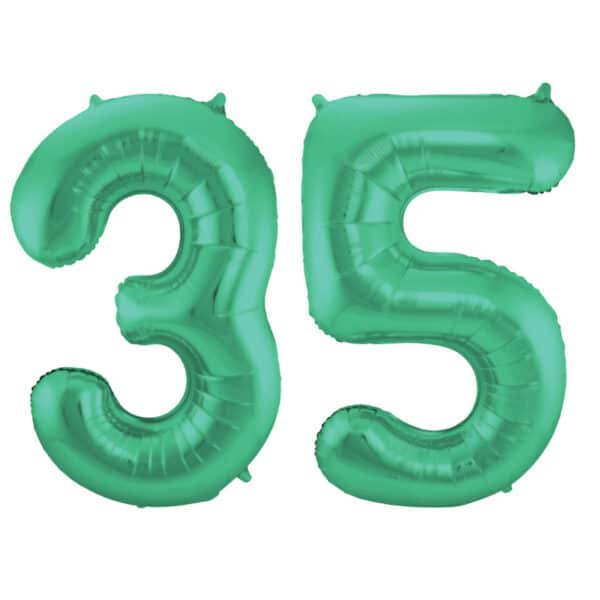 Folieballon Cijfer 35 Groen Metallic Mat - 86 cm
