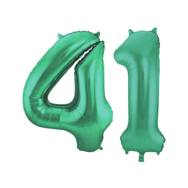 Folieballon Cijfer 41 Groen Metallic Mat - 86 cm