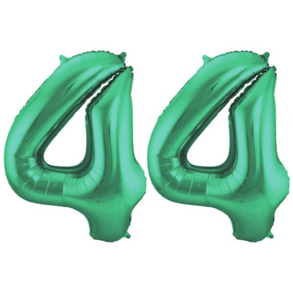 Folieballon Cijfer 44 Groen Metallic Mat - 86 cm