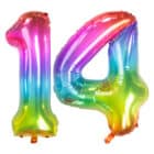 Folieballon Cijfer 14 Yummy Gummy Rainbow - 86 cm