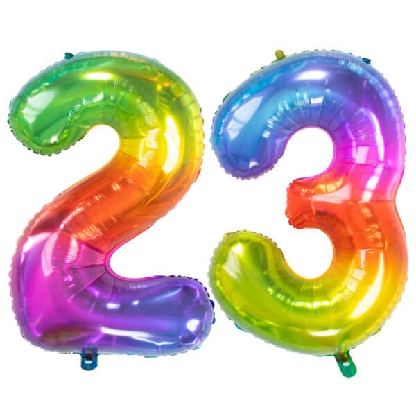 Folieballon Cijfer 23 Yummy Gummy Rainbow - 86 cm