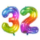 Folieballon Cijfer 32 Yummy Gummy Rainbow - 86 cm