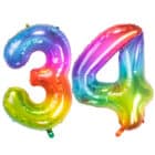 Folieballon Cijfer 34 Yummy Gummy Rainbow - 86 cm