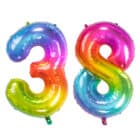 Folieballon Cijfer 38 Yummy Gummy Rainbow - 86 cm