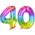 Folieballon Cijfer 40 Yummy Gummy Rainbow - 86 cm