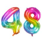 Folieballon Cijfer 48 Yummy Gummy Rainbow - 86 cm