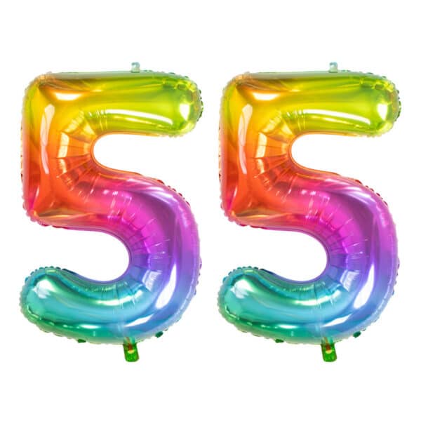 Folieballon Cijfer 55 Yummy Gummy Rainbow - 86 cm