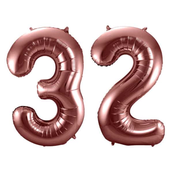 Folieballon Cijfer 32 Brons - 86 cm