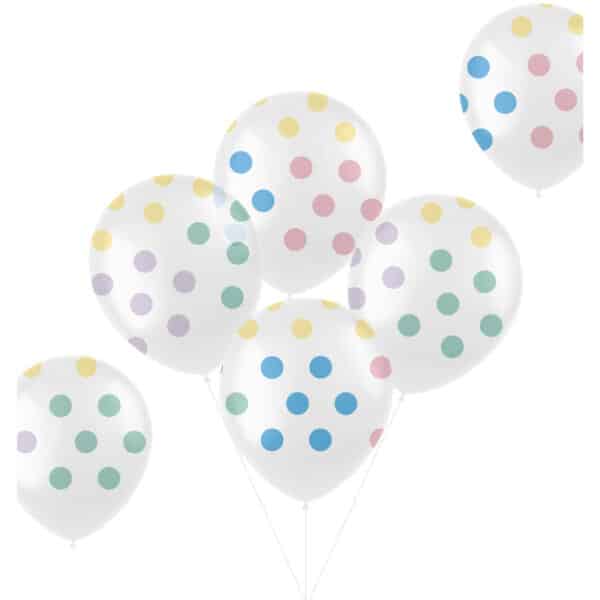 Ballonnen Pastel 'Stippen' Meerkleurig 33 cm - 6 stuks