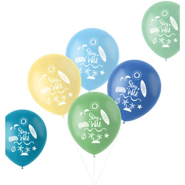 Ballonnen Pastel 'Stay Wild' Surf Meerkleurig 33 cm - 6 stuks