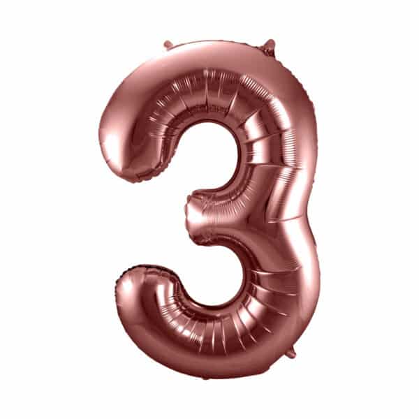 Folieballon Cijfer 3 Brons - 86 cm