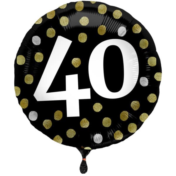 Folieballon "Glossy Black" 40 jaar - 45 cm
