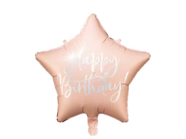 Folieballon Ster "Happy Birthday" - roze