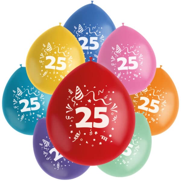 Ballonnen Color Pop 25 Jaar 23 cm - 8 stuks