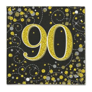 Servetten 90 jaar Zwart Goud (16 stuks) Servetten 90 jaar Zwart Goud (16 stuks)
