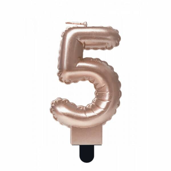 kaars cijfer 5 - rose gold