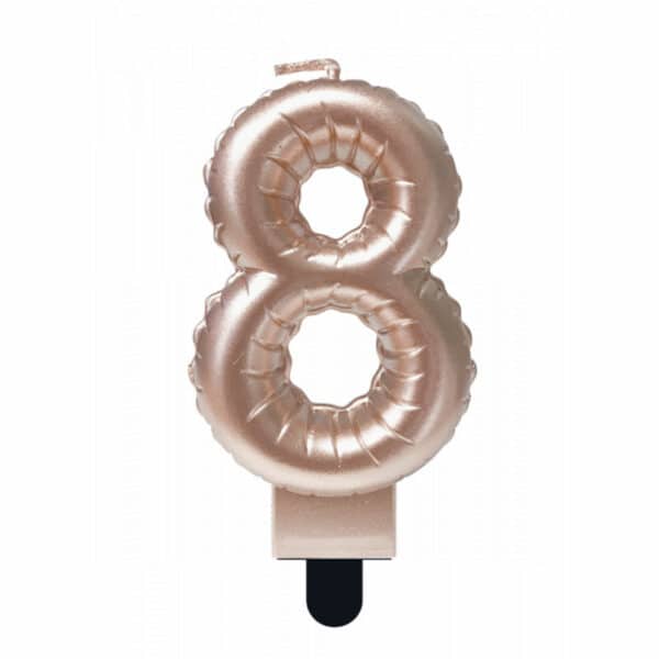 kaars cijfer 8 - rose gold
