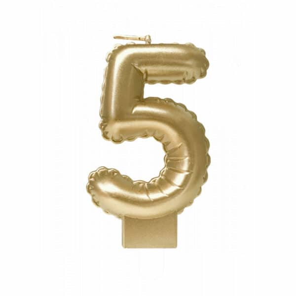 kaars cijfer 5 - goud