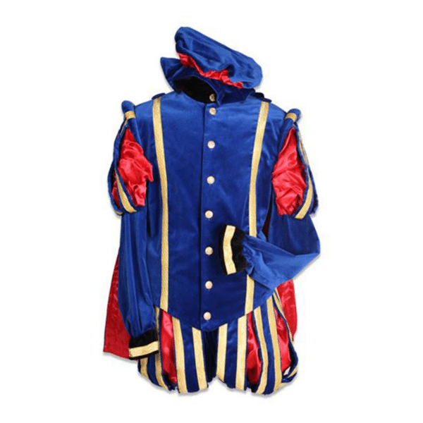 Piet fluweel Malaga blauw/rood