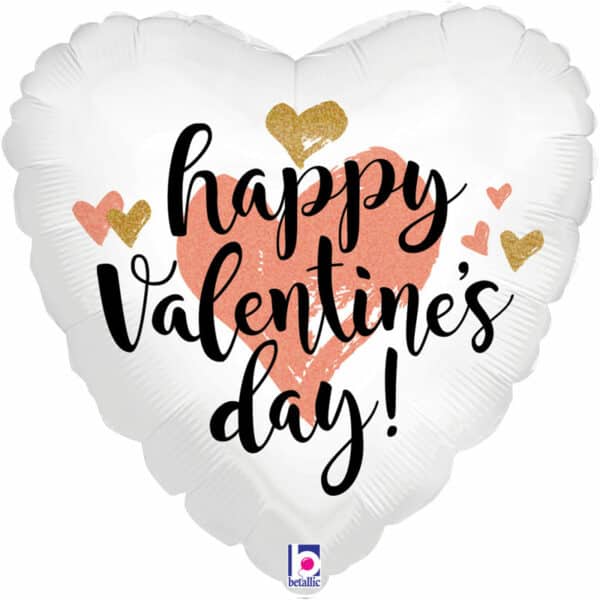 Folieballon hart "Happy Valentines Day" Rose Gold hearts