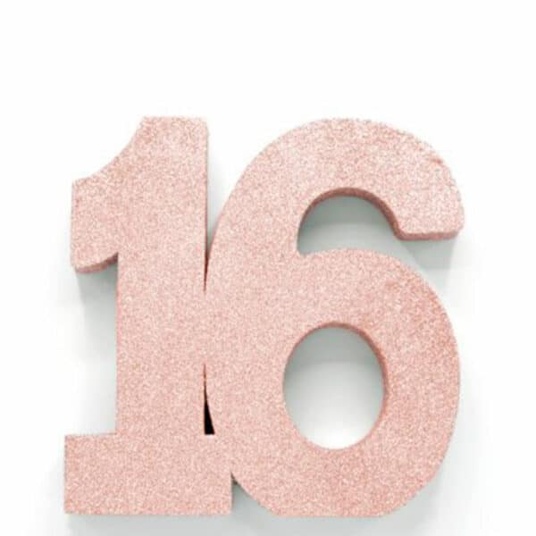 Tafeldecoratie Rose Gold cijfer 16