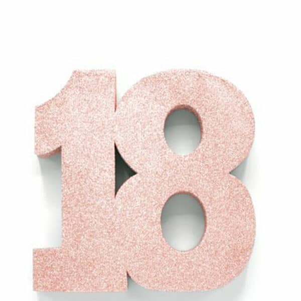Tafeldecoratie Rose Gold cijfer 18
