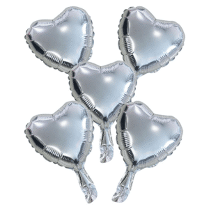Folieballonnen hartjes set zilver (5 stuks)