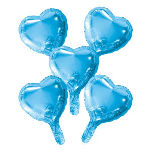 Folieballonnen hartjes set licht blauw (5 stuks)