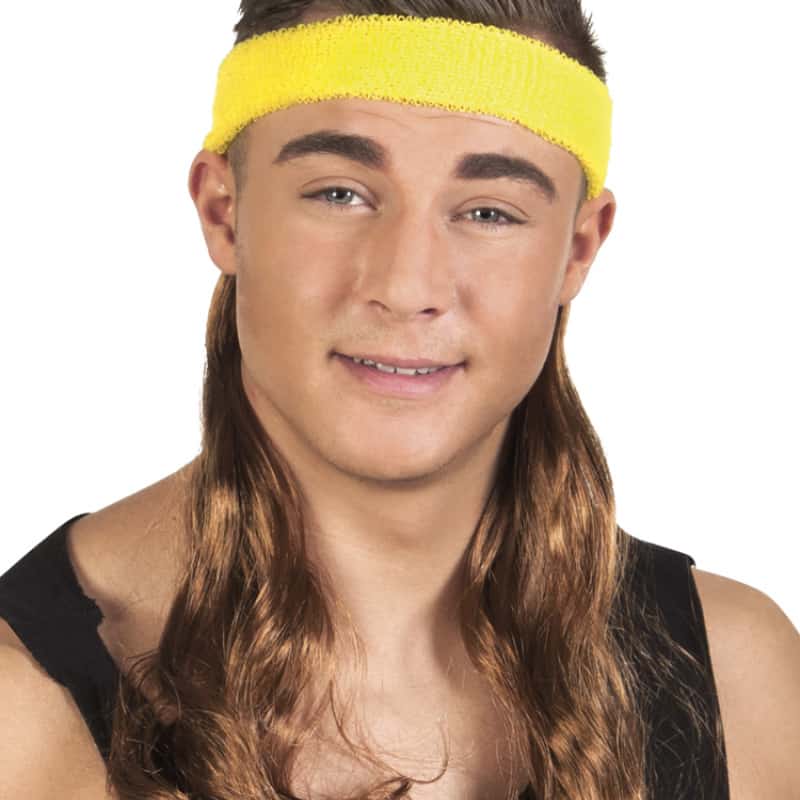 Hoofdband geel met bruine haren Hoofdband geel met bruine haren