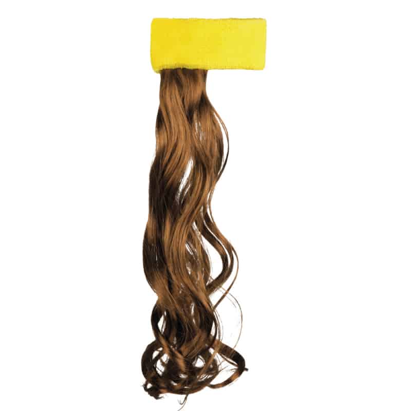 Hoofdband geel met bruine haren Hoofdband geel met bruine haren