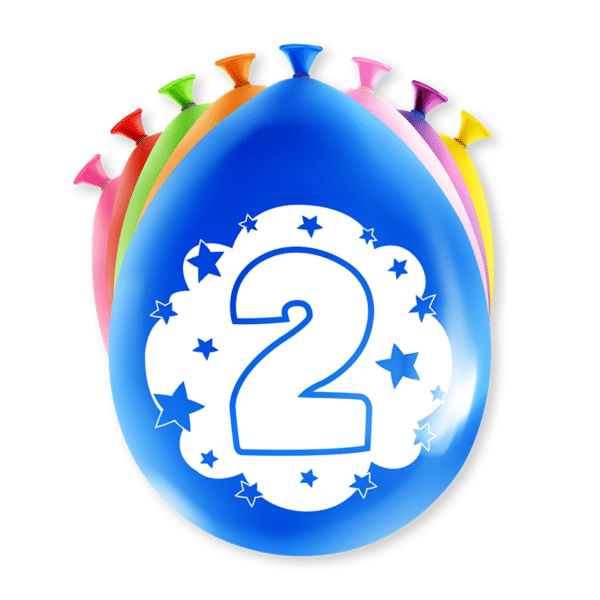 Ballonnen Happy Party 2 jaar (8 stuks)