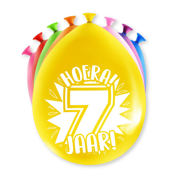 Ballonnen Happy Party 7 jaar (8 stuks)