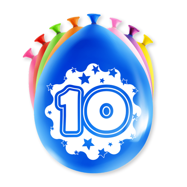 Ballonnen Happy Party 10 jaar (8 stuks)