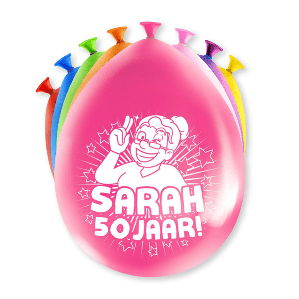 Ballonnen Happy Party Sarah 50 jaar (8 stuks)
