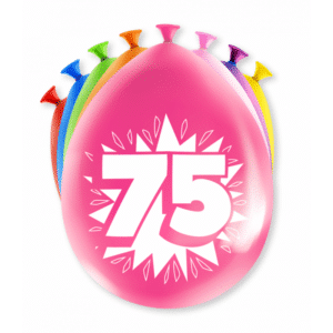 Ballonnen Happy Party 75 jaar (8 stuks)