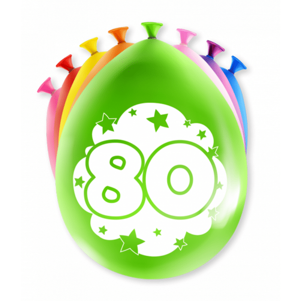 Ballonnen Happy Party 80 jaar (8 stuks)