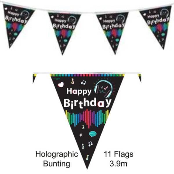 Vlaggenlijn Happy Birthday muziek - 3,9 m