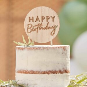Houten Happy Birthday cake topper
