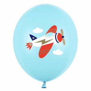 Partydeco ballonnen - Vliegtuig licht blauw (50 stuks)