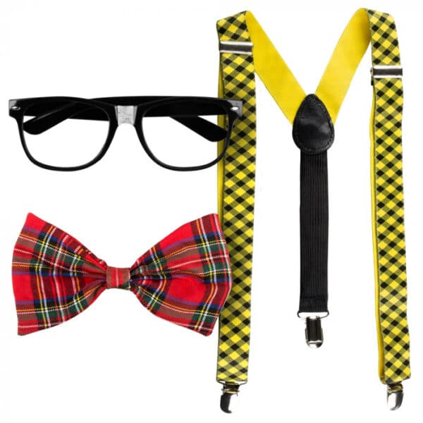 Kit Nerd (partybril, vlinderstrik en bretels)