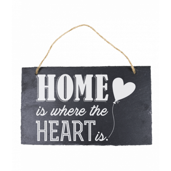 Wandbord Leisteen - Home is where the heart is