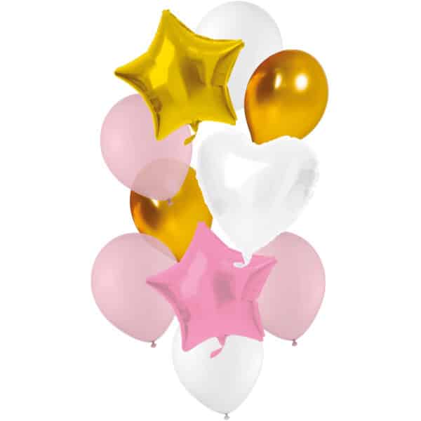 Ballonnen Set Roze/Goud/Wit - 10 stuks
