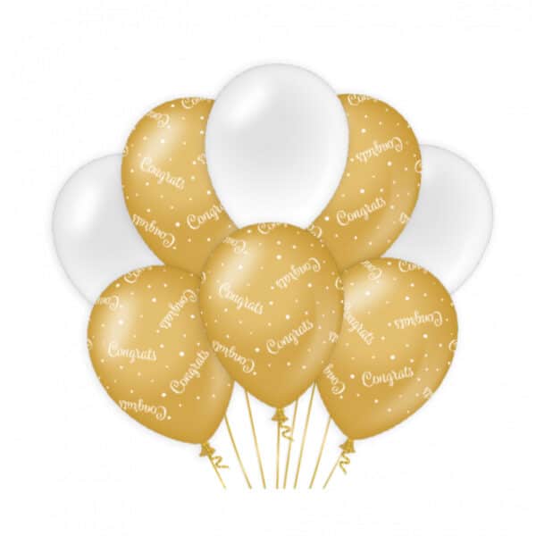 Ballonnen gold/white - Congrats