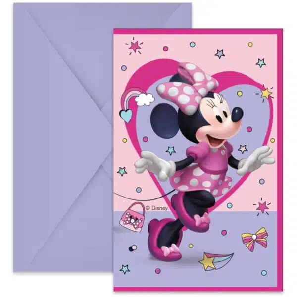 Minnie Mouse Uitnodigingen Papier FSC 14 x 9 cm - 6 stuks