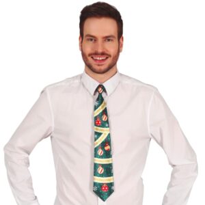 Stropdas Groen Kerstballen - 45 cm