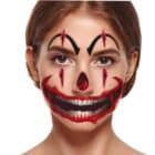 Halloween Clown Face Tattoo - 30 x 14 cm