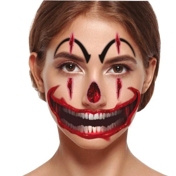 Halloween Clown Face Tattoo - 30 x 14 cm