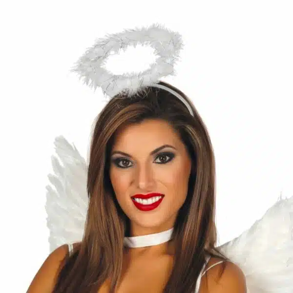 Tiara engel halo witte veren met tinsels