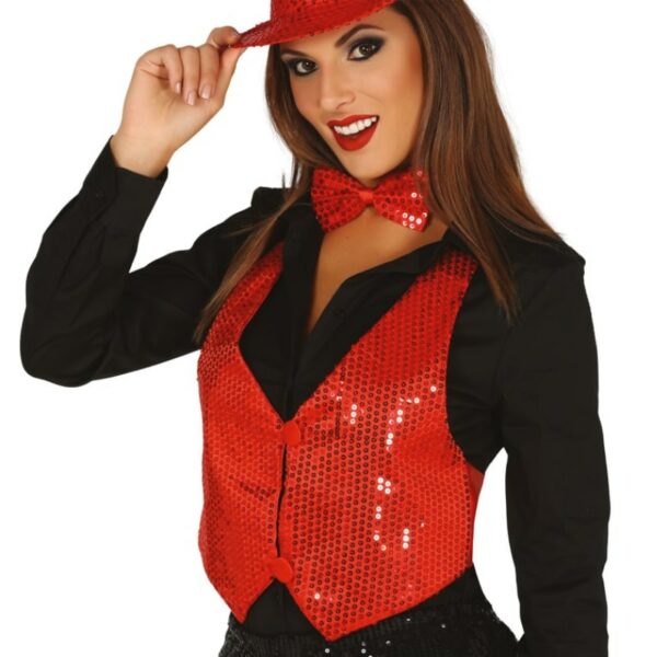 Gilet Pailletten Rood - dames